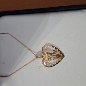 Ladies 14kt yellow gold #1 Mom heart necklace